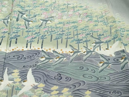 平和屋着物●本加賀友禅作家　百貫華峰　色留袖　飛鳥樹林文　暈し染め　正絹　逸品　DABK0971ud