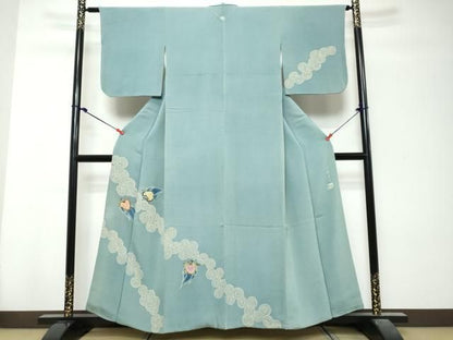 平和屋着物●東京友禅　熊谷好博子　訪問着　蓑亀　鬼しぼ縮緬　正絹　逸品　DABK0973ud