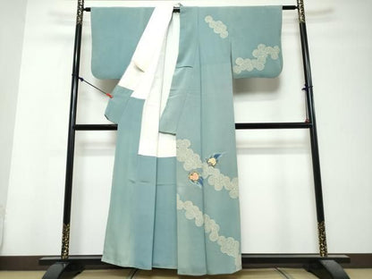 平和屋着物●東京友禅　熊谷好博子　訪問着　蓑亀　鬼しぼ縮緬　正絹　逸品　DABK0973ud