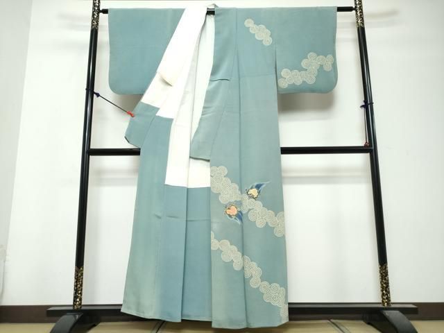 平和屋着物●東京友禅　熊谷好博子　訪問着　蓑亀　鬼しぼ縮緬　正絹　逸品　DABK0973ud