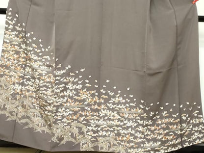 平和屋着物●訪問着　駒刺繍　草花文　金彩　鈴乃屋扱い　正絹　逸品　DABK0974ud