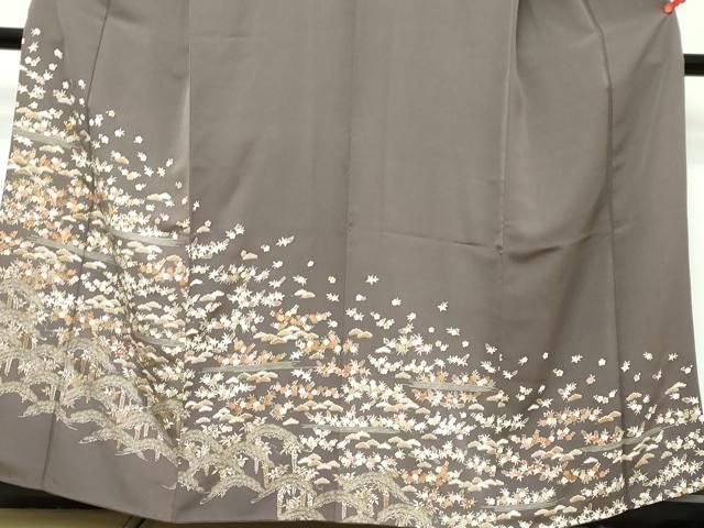 平和屋着物●訪問着　駒刺繍　草花文　金彩　鈴乃屋扱い　正絹　逸品　DABK0974ud