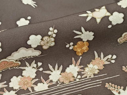 平和屋着物●訪問着　駒刺繍　草花文　金彩　鈴乃屋扱い　正絹　逸品　DABK0974ud
