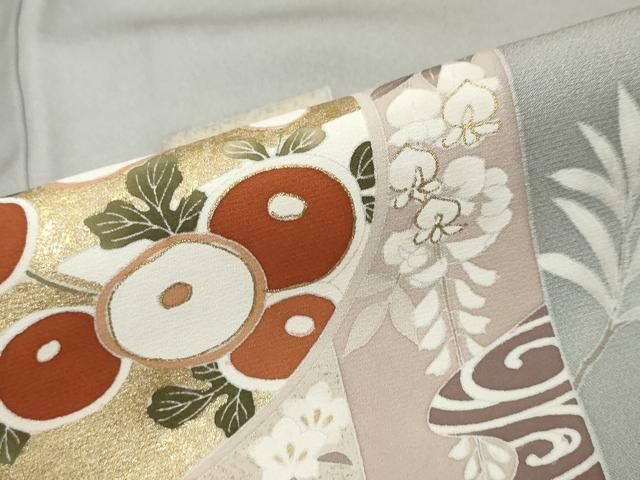 平和屋着物●訪問着　短冊草花文　金彩　正絹　逸品　DABK0977ud