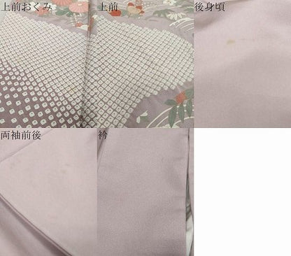平和屋着物●訪問着　流水草花文　正絹　逸品　DABK0981ud