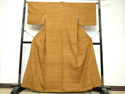 平和屋着物●上質な紬　土色　正絹　逸品　DABK0982ud
