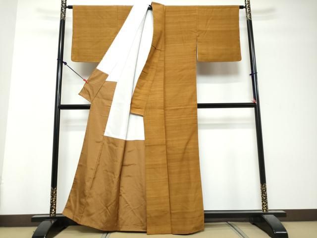 平和屋着物●上質な紬　土色　正絹　逸品　DABK0982ud