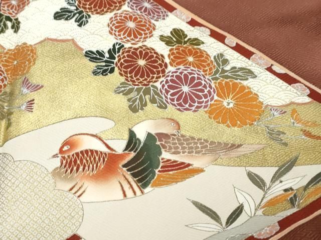 平和屋着物●豪華色留袖　地紙重ね花鳥文　金銀彩　正絹　逸品　DABK0986ud