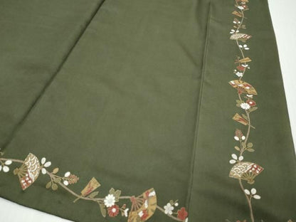 平和屋着物●訪問着　駒刺繍　扇面花文　金彩　正絹　逸品　DABK0987ud
