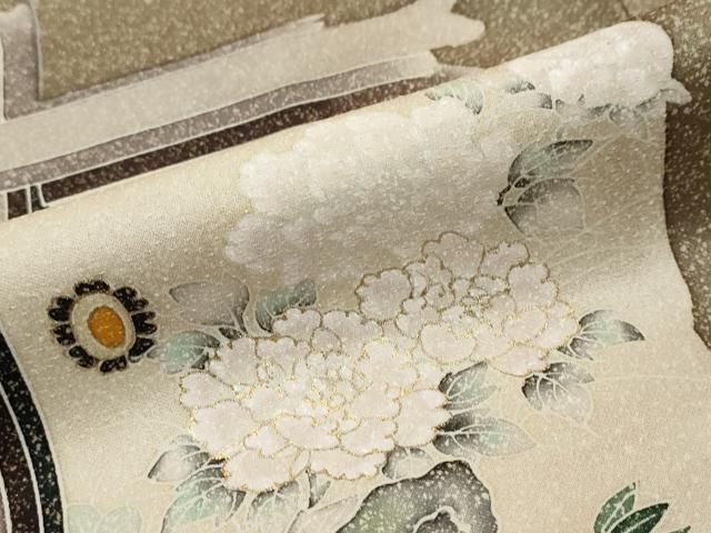 平和屋着物●訪問着　屏風草花文　金彩　正絹　逸品　未使用　DABK0994ud