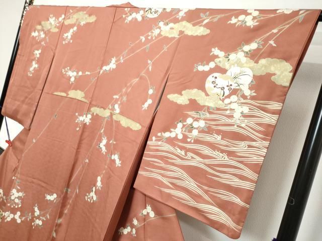 平和屋着物●訪問着　駒刺繍　渡橋風景草花文　金彩　ますいわ屋扱い　正絹　逸品　DABK0995ud