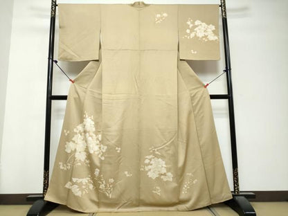 平和屋着物●訪問着　草花文　正絹　逸品　DABK0996ud