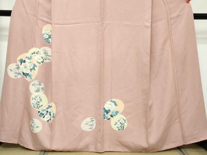 平和屋着物●訪問着　刺繍　草花丸文　金糸　正絹　逸品　DABK0997ud