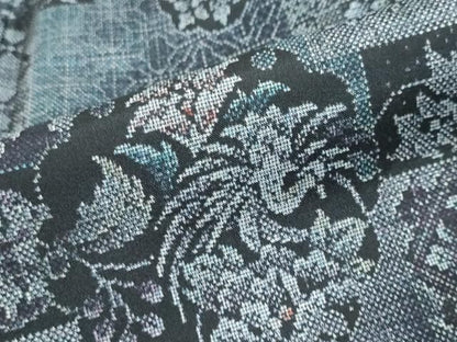 平和屋着物●本場縞大島紬　訪問着　染大島　吉祥花鳥文　正絹　逸品　DABK0998ud