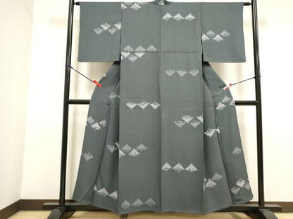 平和屋着物▽上質な小紋　単衣　絞り　抽象文様　正絹　逸品　DABK1006cd