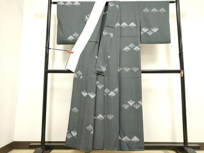 平和屋着物▽上質な小紋　単衣　絞り　抽象文様　正絹　逸品　DABK1006cd