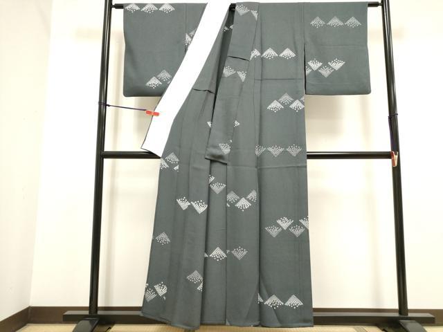 平和屋着物▽上質な小紋　単衣　絞り　抽象文様　正絹　逸品　DABK1006cd