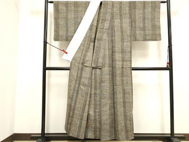 平和屋着物▽上質な紬　単衣　間道　正絹　逸品　DABK1007cd