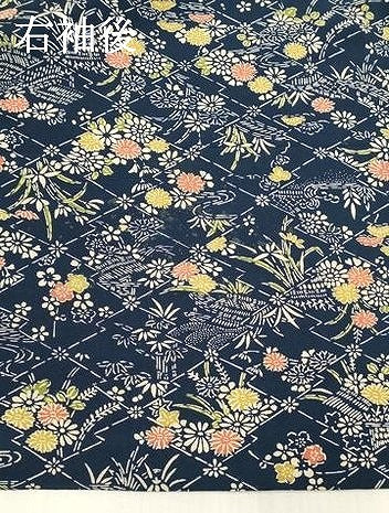平和屋着物▽上質な小紋　単衣　型染め　松皮菱花文　正絹　逸品　DABK1011cd