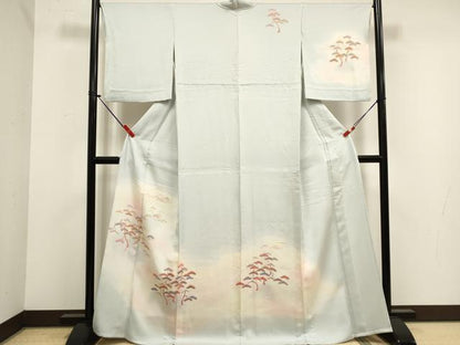 平和屋着物▽訪問着　単衣　枝松文　暈し染め　金彩　正絹　逸品　DABK1012cd