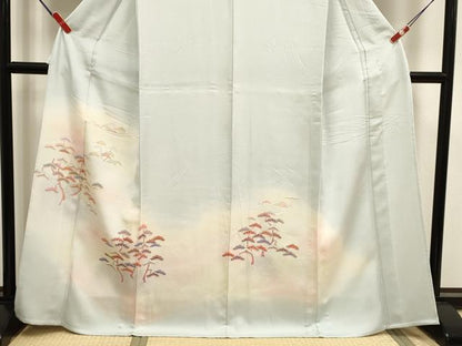 平和屋着物▽訪問着　単衣　枝松文　暈し染め　金彩　正絹　逸品　DABK1012cd