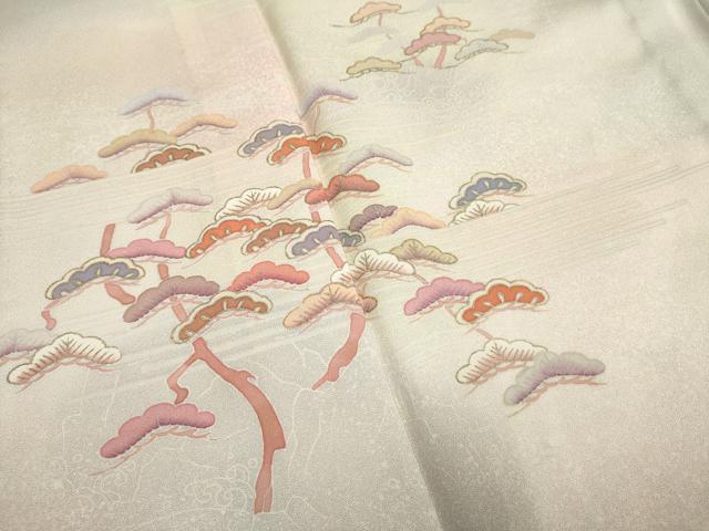 平和屋着物▽訪問着　単衣　枝松文　暈し染め　金彩　正絹　逸品　DABK1012cd