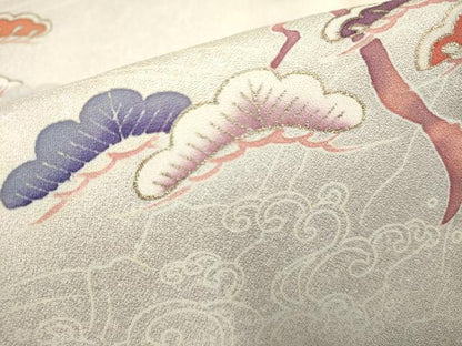 平和屋着物▽訪問着　単衣　枝松文　暈し染め　金彩　正絹　逸品　DABK1012cd
