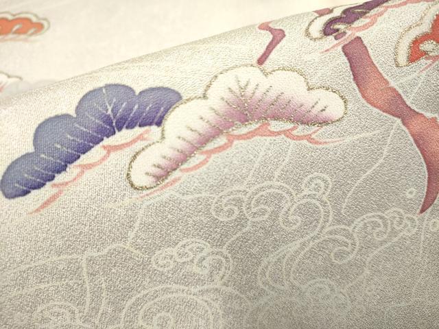平和屋着物▽訪問着　単衣　枝松文　暈し染め　金彩　正絹　逸品　DABK1012cd