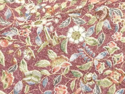 平和屋着物▽上質な小紋　単衣　草花文　正絹　逸品　DABK1014cd