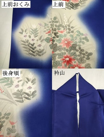 平和屋着物▽訪問着　単衣　手描き　亀甲花文　暈し染め　正絹　逸品　DABK1022cd