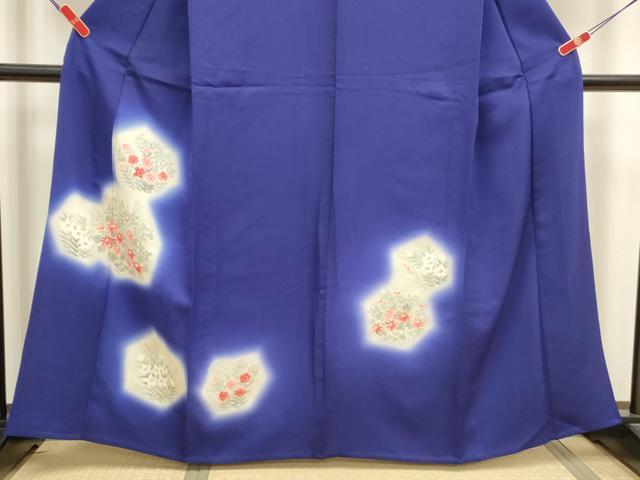 平和屋着物▽訪問着　単衣　手描き　亀甲花文　暈し染め　正絹　逸品　DABK1022cd