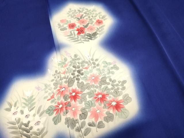 平和屋着物▽訪問着　単衣　手描き　亀甲花文　暈し染め　正絹　逸品　DABK1022cd