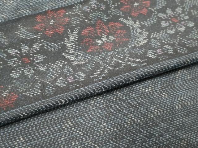 平和屋着物▽本場大島紬　単衣　横段花文　正絹　逸品　DABK1023cd