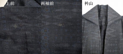 平和屋着物▽上質な紬　単衣　幾何学文様　正絹　逸品　DABK1029cd