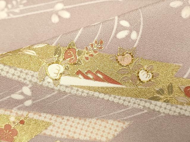 平和屋着物▽訪問着　単衣　駒刺繍　流水花文　金彩　ロング丈　正絹　逸品　DABK1032cd
