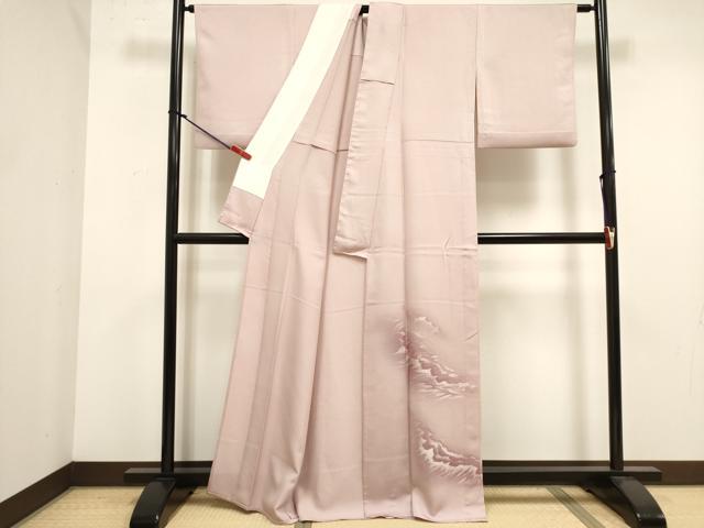 平和屋着物▽色留訪問着　単衣　地紋起こし　荒波文　暈し染め　正絹　逸品　DABK1034cd