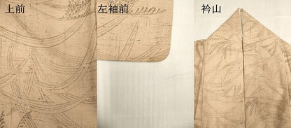 平和屋着物▽上質な小紋　単衣　紬地　草葉文　正絹　逸品　DABK1035cd