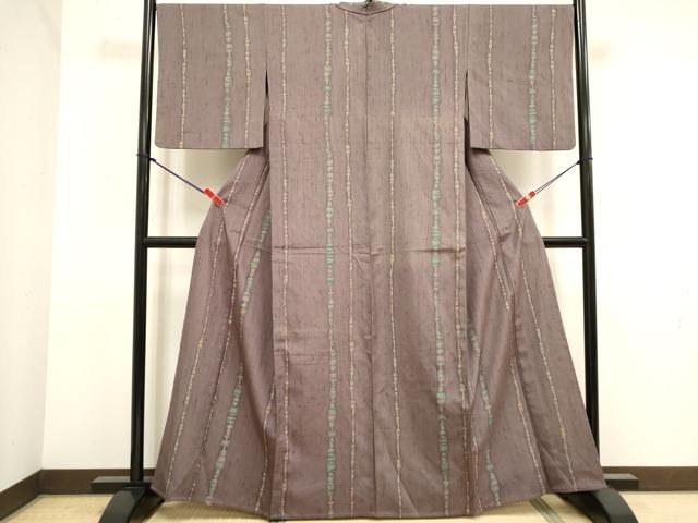 平和屋着物▽上質な小紋　単衣　紬地　変わり間道　正絹　逸品　DABK1036cd