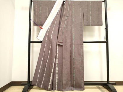 平和屋着物▽上質な小紋　単衣　紬地　変わり間道　正絹　逸品　DABK1036cd