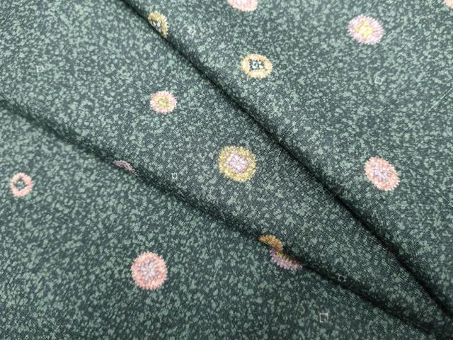 平和屋着物▽上質な小紋　単衣　紬地　丸文　正絹　逸品　DABK1044cd