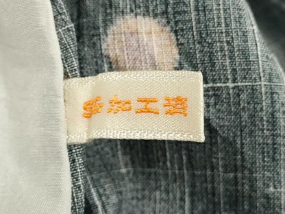 平和屋着物▽上質な小紋　単衣　紬地　丸文　正絹　逸品　DABK1044cd