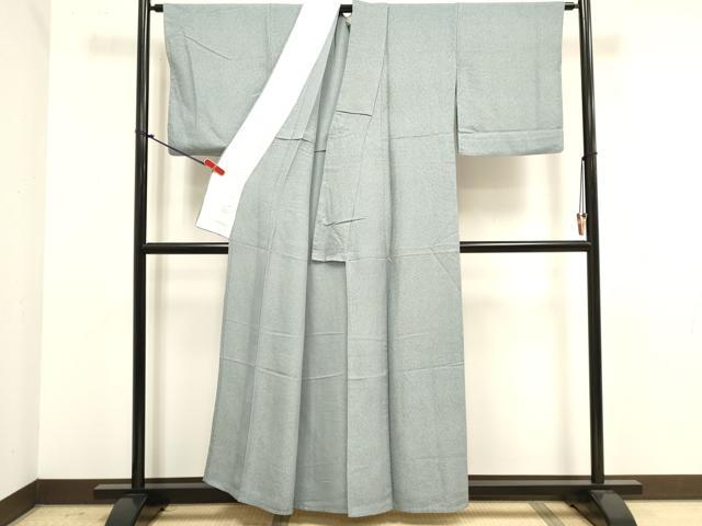 平和屋着物▽上質な色無地　単衣　抽象地紋　水色　正絹　逸品　DABK1051cd