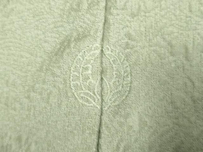 平和屋着物▽上質な色無地　単衣　舞花地紋　草葉柳色　正絹　逸品　DABK1053cd