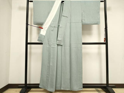 平和屋着物▽上質な色無地　単衣　白藍色　正絹　逸品　DABK1060cd