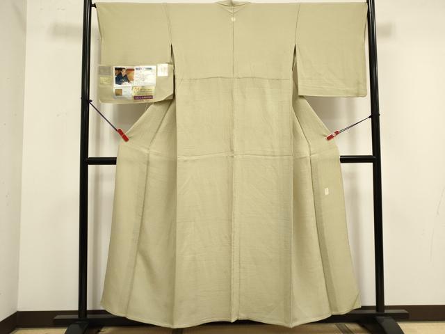 平和屋着物▽本加賀友禅作家　押田正義監修　色無地　単衣　堅牢染　白橡色　証紙付き　正絹　逸品　DABK1067cd
