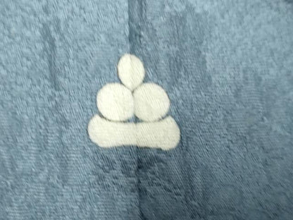 平和屋着物▽上質な色無地　単衣　泥草木染　堅牢染　舞花地紋　浮紋錦　薄縹色　反端付き　正絹　逸品　DABK1069cd