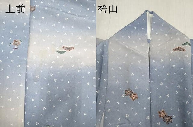 平和屋着物▽小紋　単衣　舞花文　暈し染め　洗える着物　DABK1073cd