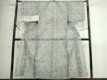 平和屋着物∴夏物　浴衣　絹紅梅　草花文　反端付き　綿絹　逸品　未使用　DABK1087cd