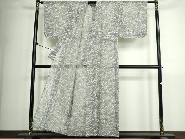 平和屋着物∴夏物　浴衣　絹紅梅　草花文　反端付き　綿絹　逸品　未使用　DABK1087cd