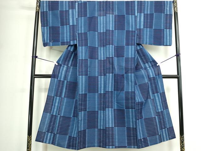 平和屋着物∴夏物　男性　浴衣　注染　手縫い　横段文　綿　逸品　DABK1088cd